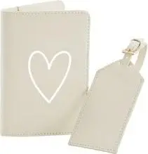 Reise-Set Herz, 2-tlg., B 22 x H 30 cm, beige