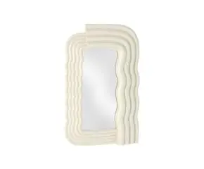 Wandspiegel Welle Beige aus Ton, Glas