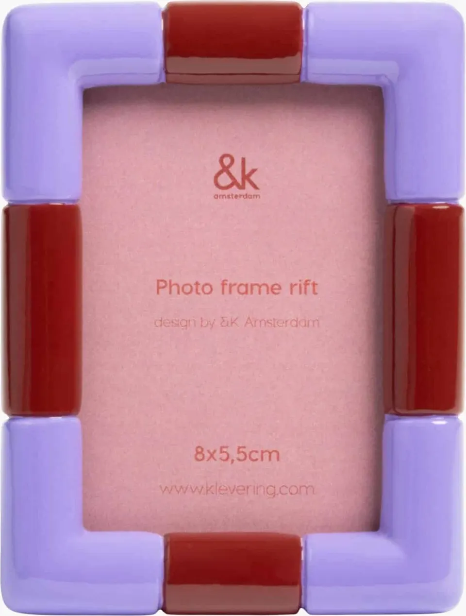Kleiner Bilderrahmen 8×5, Weinrot, Lavendel aus Polyresin, Glas