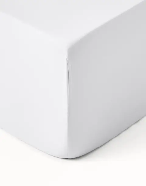 Boxspring-Spannbettlaken weiß 90x200x35cm aus Baumwollsatin