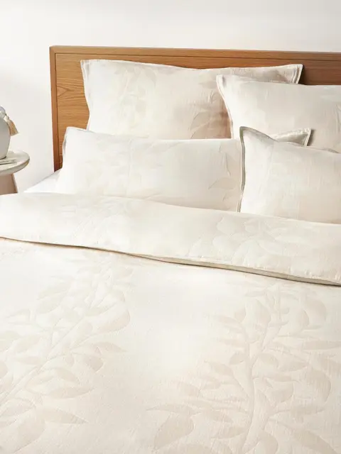 Musselin-Bettdeckenbezug florales Muster, 135 x 200 cm, beige