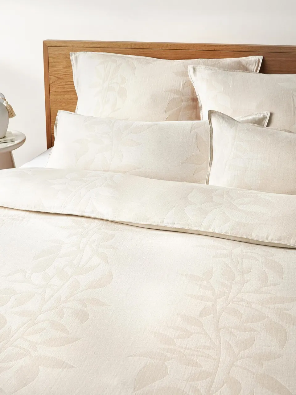 Musselin-Bettdeckenbezug florales Muster, 135 x 200 cm, beige