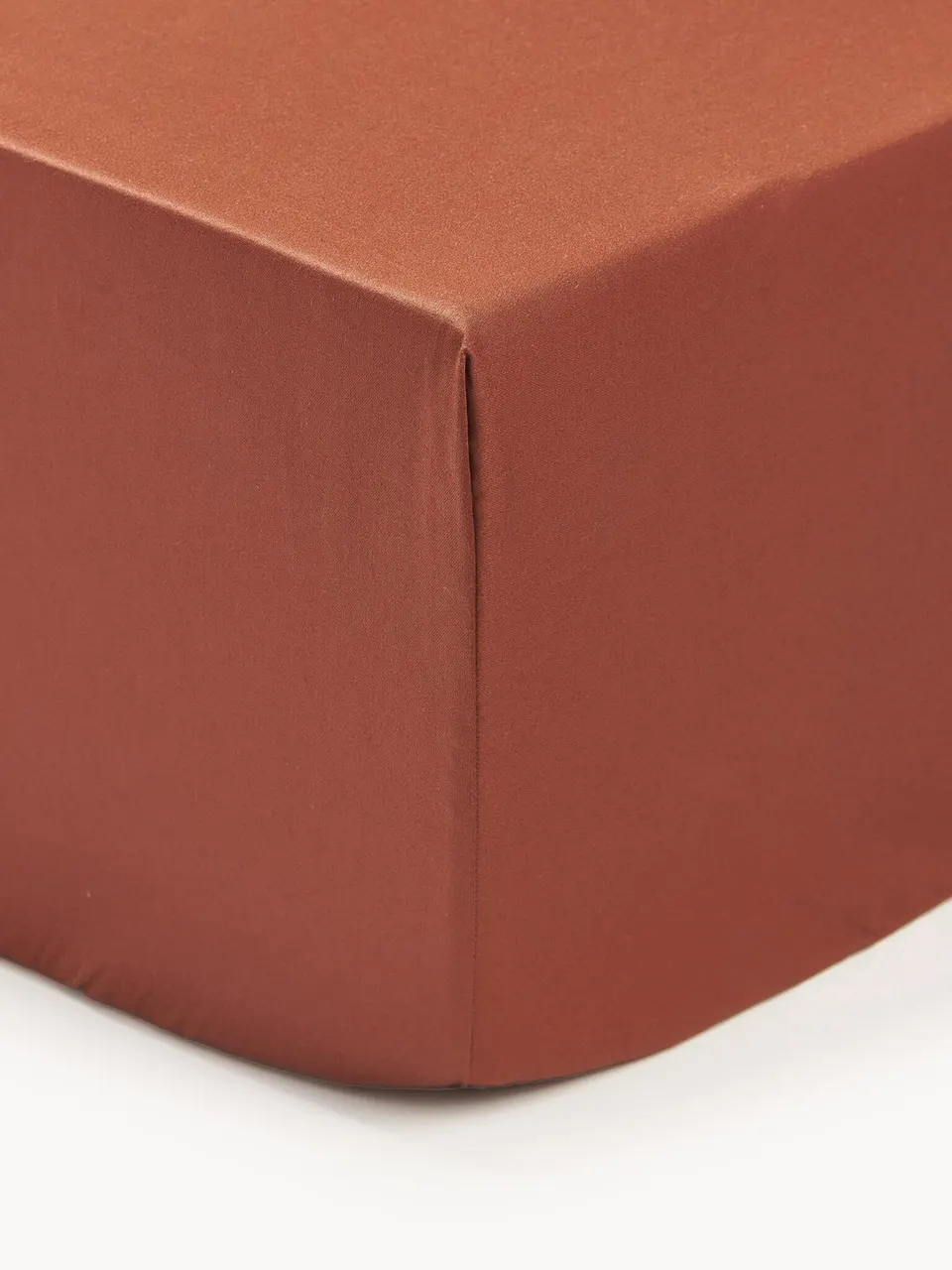 Boxspring-Spannbettlaken B 160 x L 200 H 35, Rostbraun aus Baunwollsatin