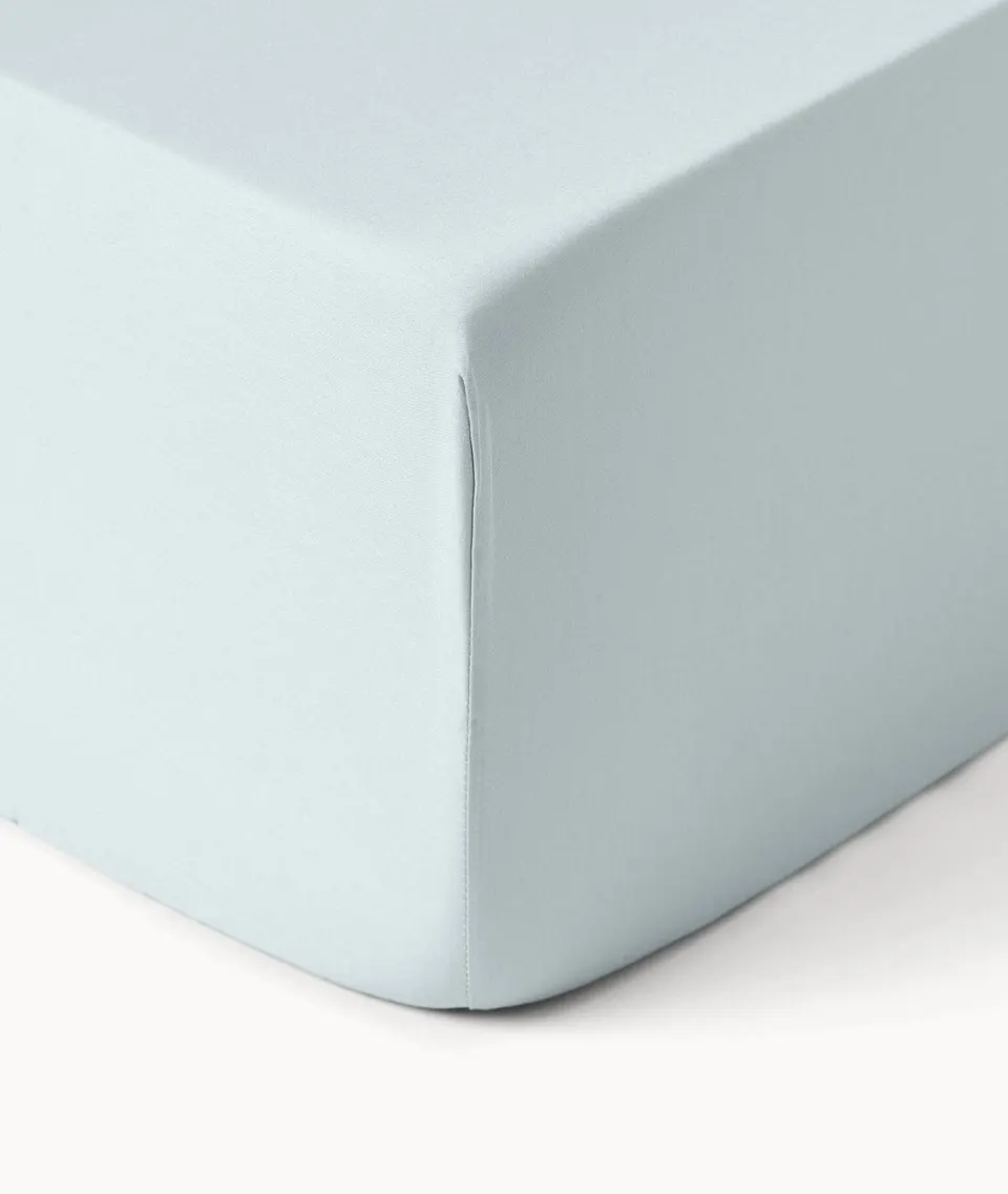 Boxspring-Spannbettlaken 90x200x35cm, himmelblau aus Baumwollsatin