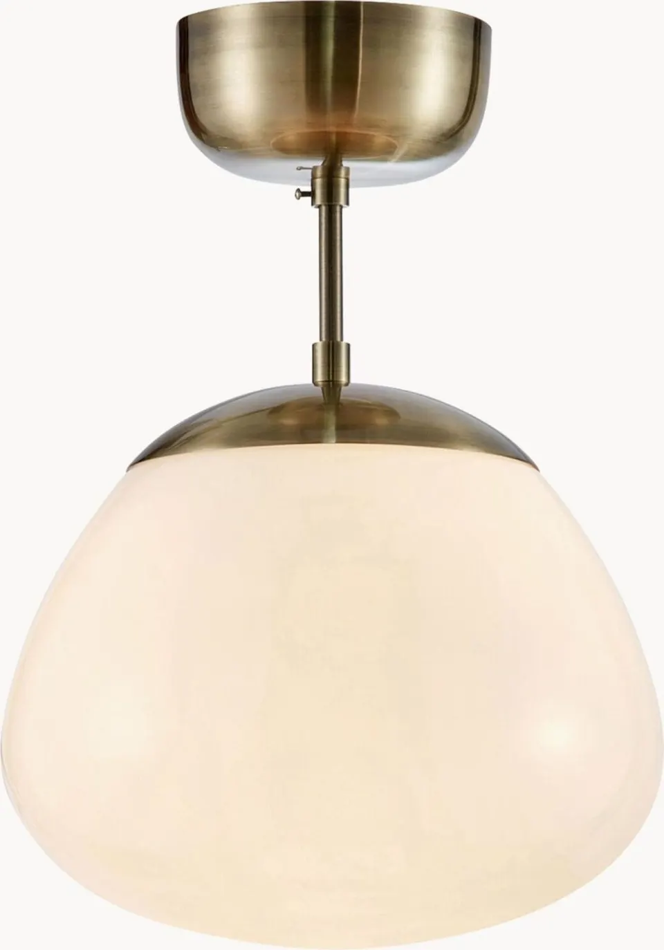 Deckenleuchte Reis, Cremeweiß, Goldfarben aus Glas, Stahl gebürstet