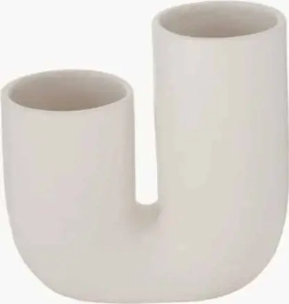 Handgefertigte Vase Weiß Groß aus Steingut