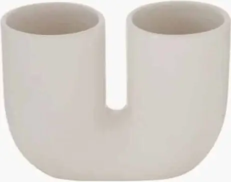 Handgefertigte Vase Weiß klein aus Steingut