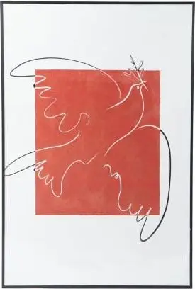 Wandbild ROTE Taube 60×90 aus Papier, Acryl