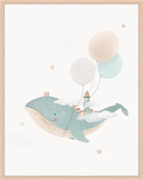 Gerahmter Digitaldruck Whale Flying