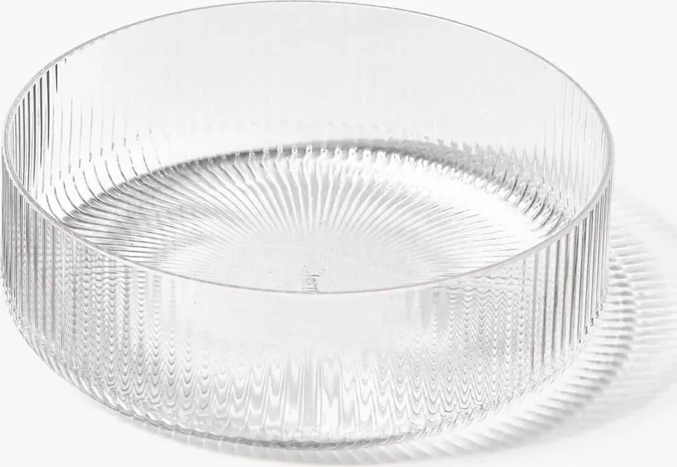 Mundgeblasene Servierschälchen mit Rillenstruktur 4er-Set, Transparent glänzend aus mundgeblasen Glas