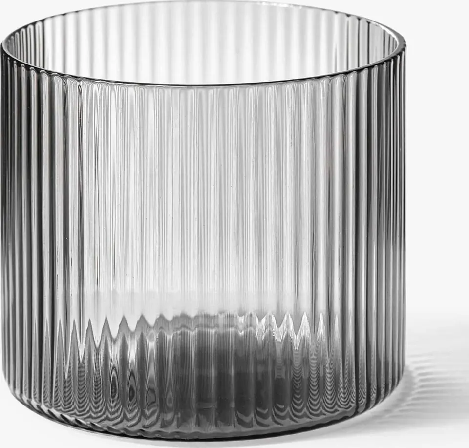 Mundgeblasene Trinkgläser Ripple mit Rillenrelief, 4er-Set, grün transparent aus Glas