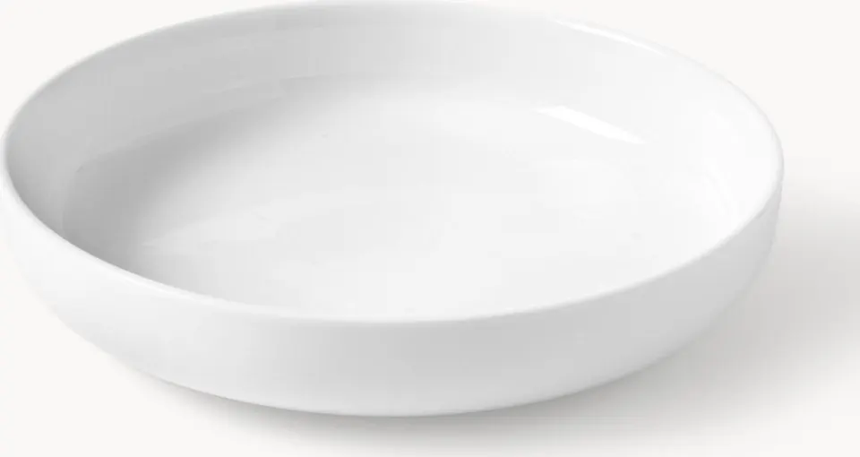 Porzellan-Pastateller 4 Stück, gebrochenes Wweiß aus Porzellan