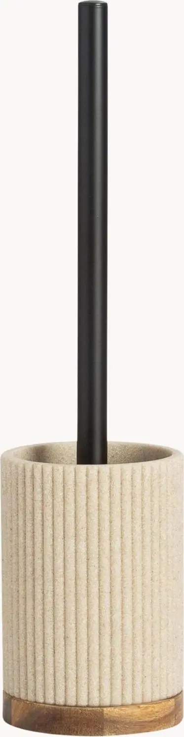 Toilettenbürste mit Holz-Dekor, Hellbeige, Schwarz aus Kunststoff, Akazienholz