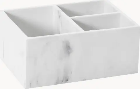 Kosmetik-Organizer Karla in Marmor-Optik, weiß aus Polyresin