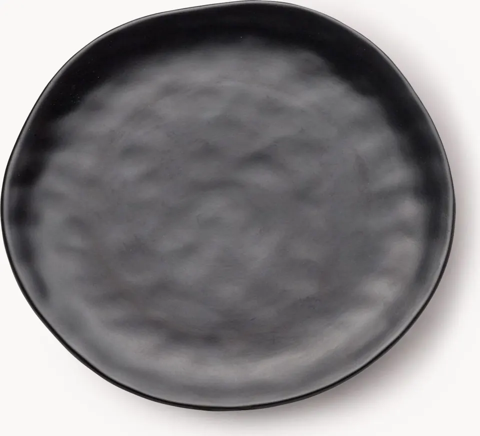 Speiseteller Organic, 4 Stück, schwarz aus Keramik