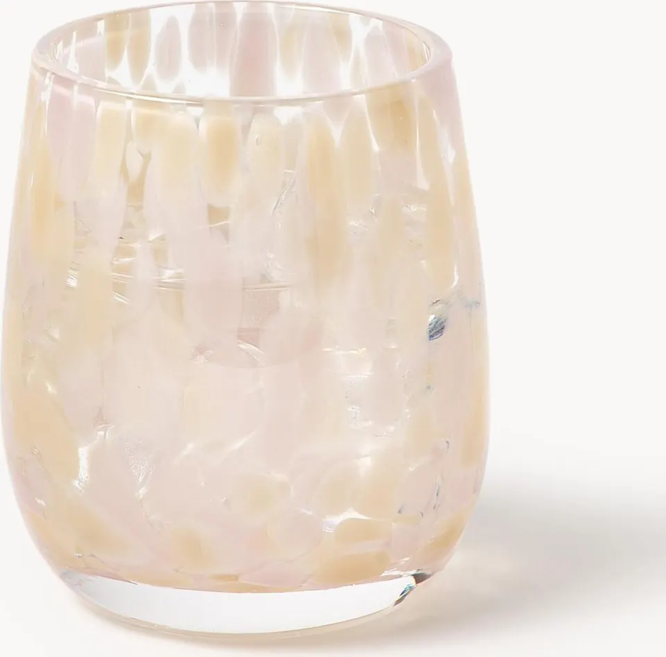 Handgefertigte Trinkgläser, 4 Stück, rosa tarnsparent aus Glas