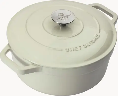 Gusseisen-Bräter mit Deckel, Creme