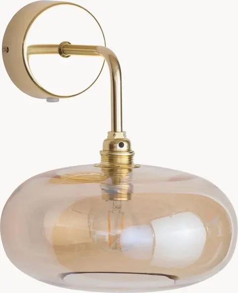 Wandleuchte aus mundgeblasenem Glas, gold, bernstein transparent
