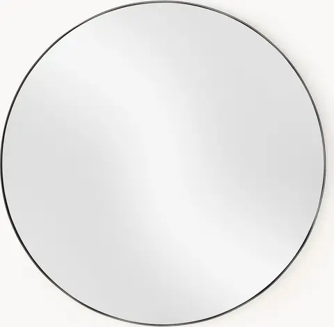Runder Spiegel Schwarz D 100 cm, Transparent, Schwarz aus Glas, Metall