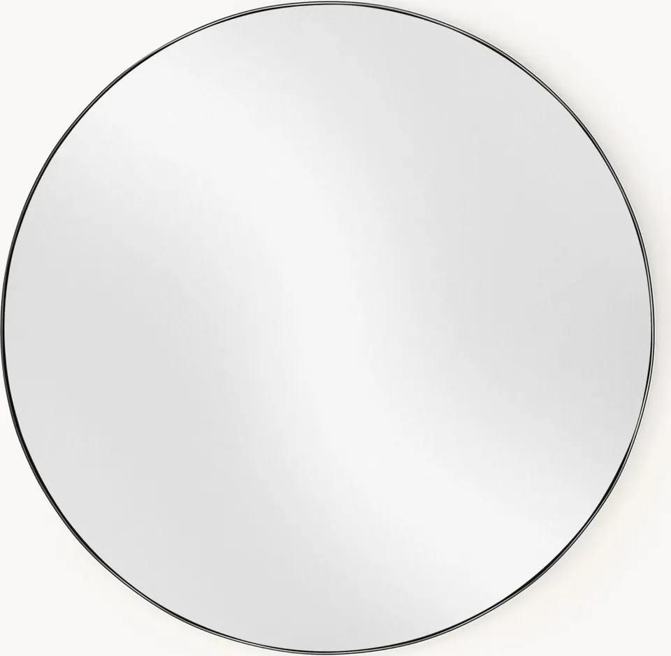 Runder Spiegel Schwarz D 100 cm, Transparent, Schwarz aus Glas, Metall