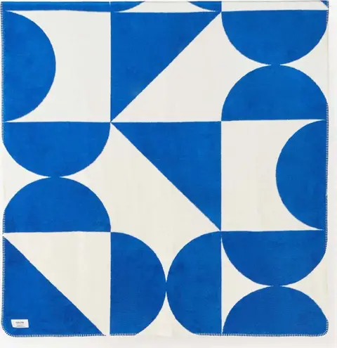 Decke Blau Weiß L 200 x B 150, Royalblau, Weiß