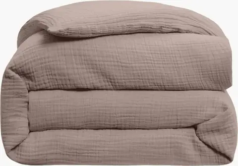 Bio-Baumwolle-Bettwäsche, 2tlg 155×220/80×80, Hellbraun aus Bio –