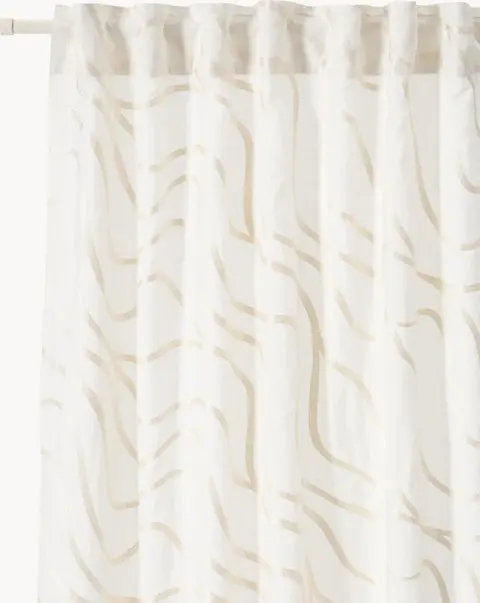 Halbtransparente Gardine m. Schlaufen, 2 Stk., 140 x 260 cm, creme aus Baumwollgemisch