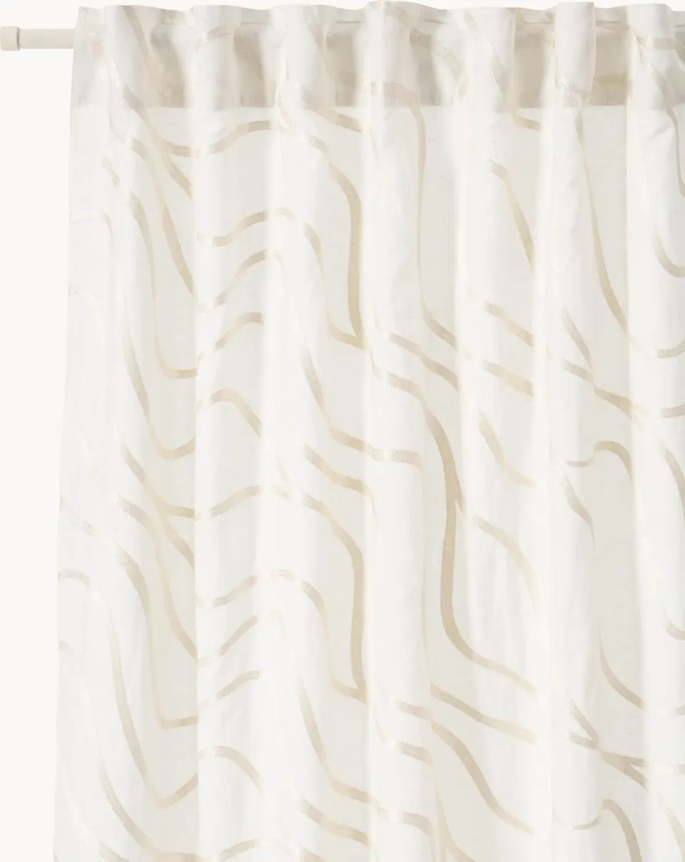 Halbtransparente Gardine m. Schlaufen, 2 Stk., 140 x 260 cm, creme aus Baumwollgemisch