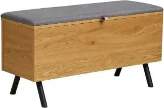 Holzbank mit Stauraum H 48 L 33 B 92, Grau, Braun