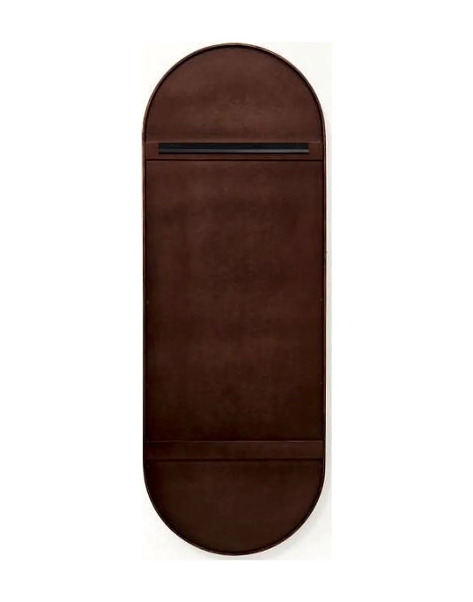 Ovaler Wandspiegel mit Garderobe, H 155 cm, Mangoholz – Ansicht 3
