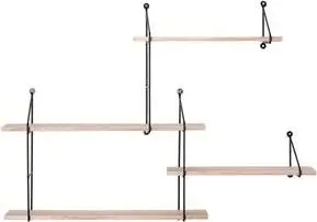 Paulowniaholz-Wandregal Harlem B 99 cm, Natur aus Metall