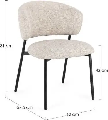Esszimmerstuhl Prisca Schwarz/Sand aus Stahl, Polyester – Ansicht 2 – Ansicht 2