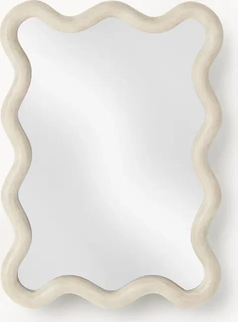 Wandspiegel mit welligem Rand 55 x 40, Natur aus MDF, Glas