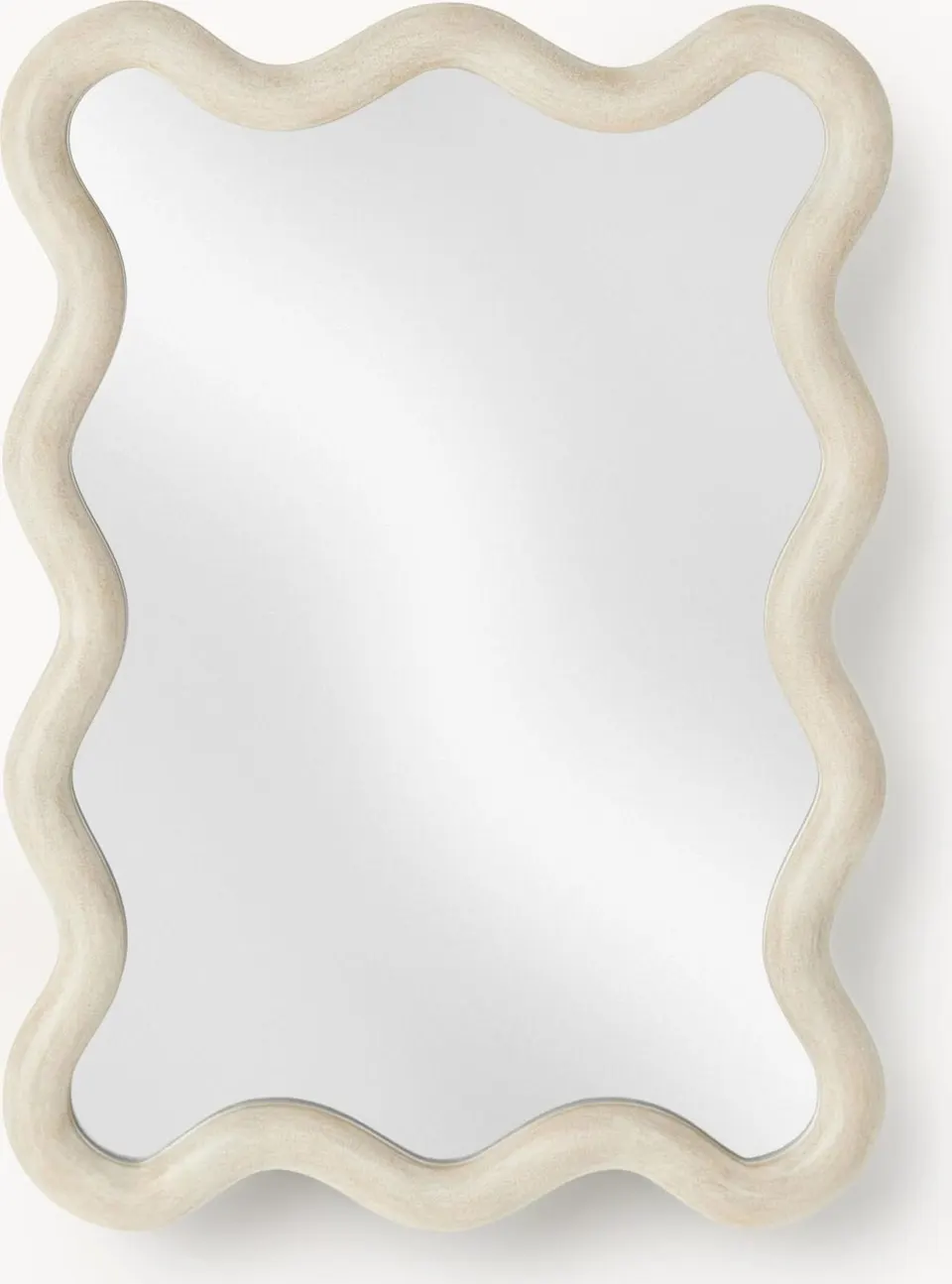 Wandspiegel mit welligem Rand 55 x 40, Natur aus MDF, Glas