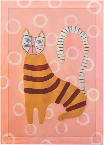 Gemälde Missy 40 x 56, Rosa aus Kiefernholz