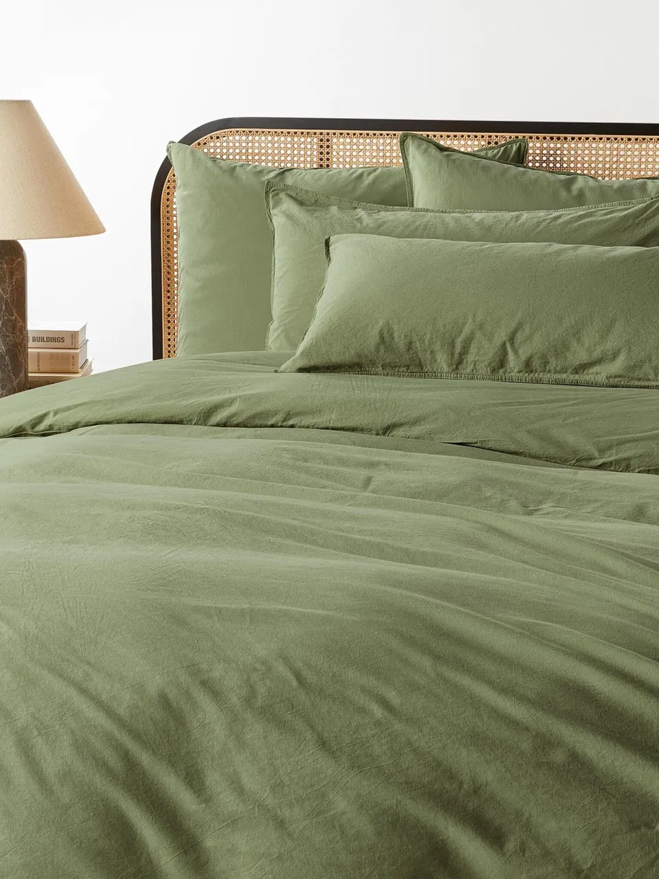 Bettwäsche-Set, 4tlg, 240×220,40×80, 80×80 cm, grün aus Baumwolle