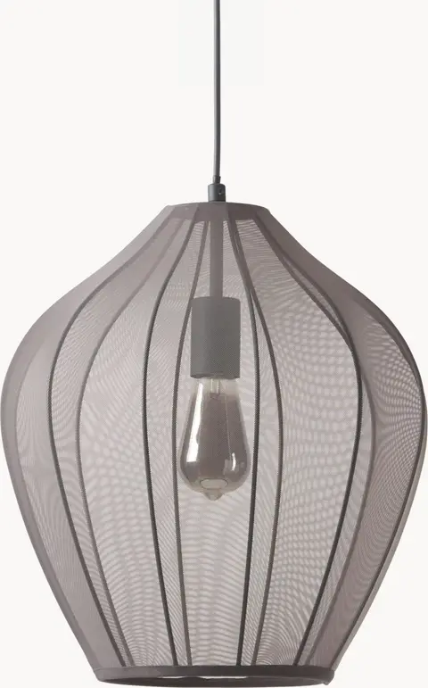 Netzstoff-Pendelleuchte Grau D40cm aus Textil, Metall