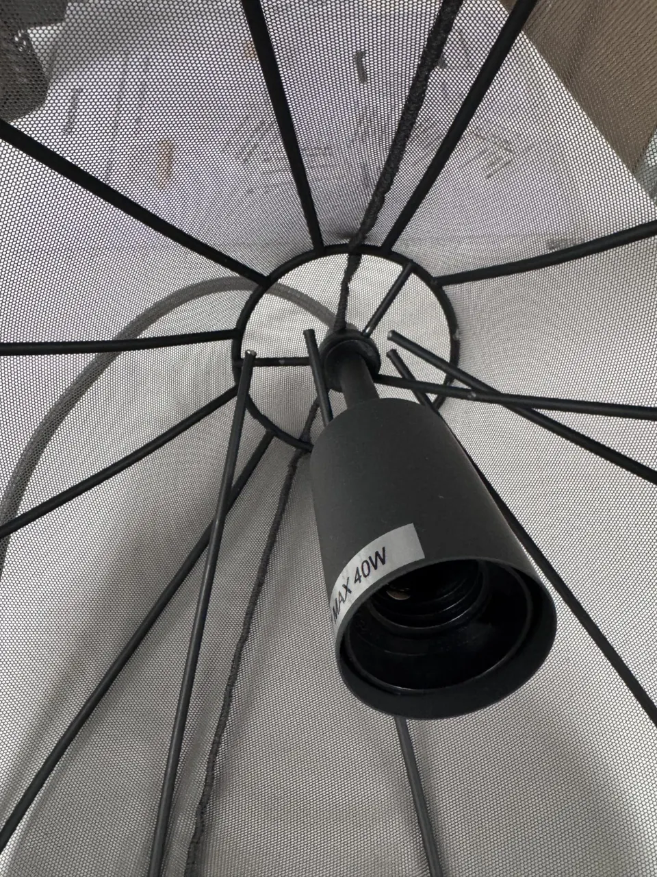 Netzstoff-Pendelleuchte Grau D40cm – Ansicht 3