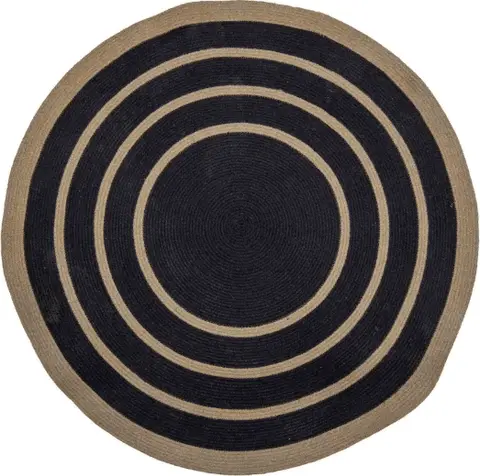 Teppich Rund Schwarz, Jute D 120 aus Jute