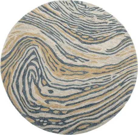 Teppich Tiger Blau Beige D 120 aus Wolle