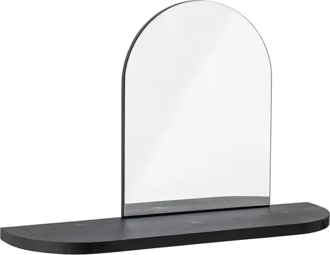 Spiegel Annie mit Ablage, Schwarz aus Glas, MDF