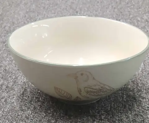 Schale Oiseau, Beige, Gold aus Keramik