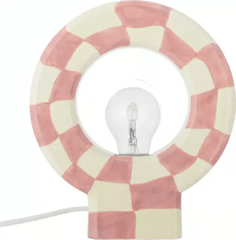 Tischleuchte Viaini, Rosa, Creme aus Steingut, PVC, Eisen