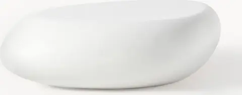 Niedriger Couchtisch organischer Form, Weiß aus Glasfaserkunststoff