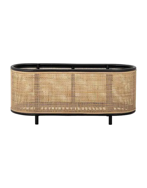 Länglicher Blumenkasten aus schwarz-braunem Rattan