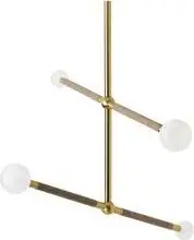 Große Pendelleuchte Linja, Braun, Weiß, Gold
