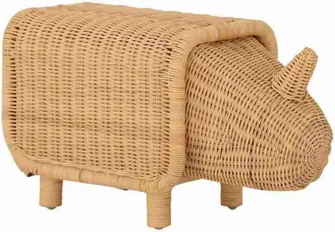 Kinderhocker mit Stauraum, Natur aus Rattan