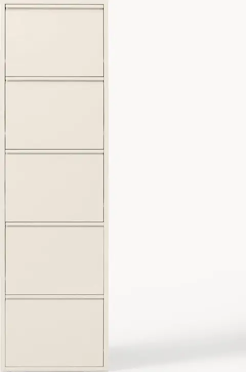 Wand-Schuhschrank m. Klappfächern H 170 * B 50 * T 15, Beige aus Stahl pulverbeschichtet