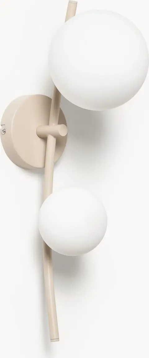 Wandleuchte Neo, Hellbeige, Weiß aus Metall, Glas