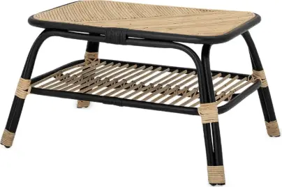 Couchtisch Lue, Schwrz aus Rattan